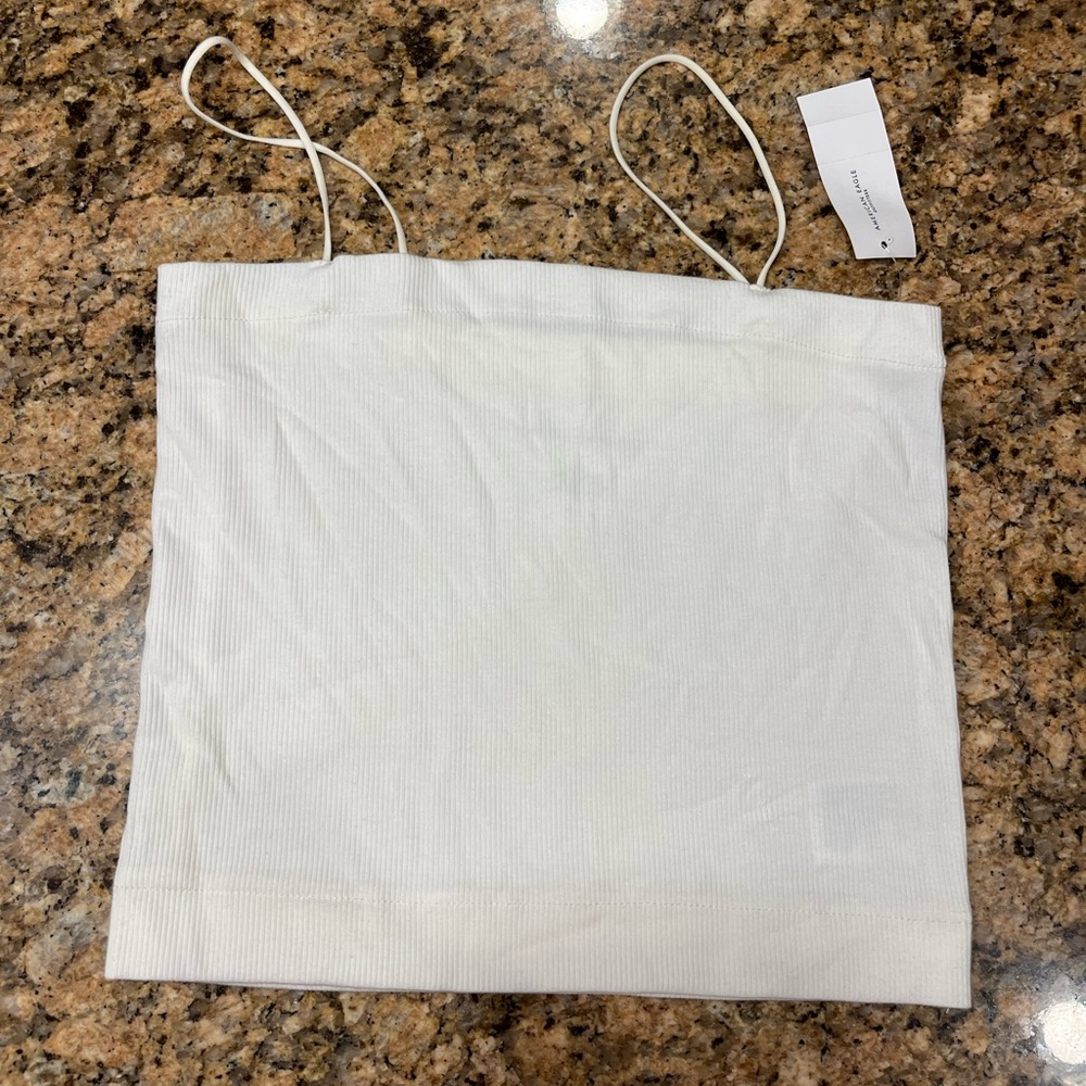 NWT American Eagle White Ribbed Crop Top Size Medium